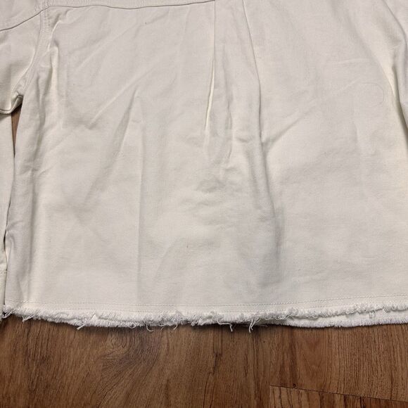 SANCTUARY Women’s Ivory Pocket Frayed Hem Button-down Trucker Flora Jacket Large - Picture 6 of 7